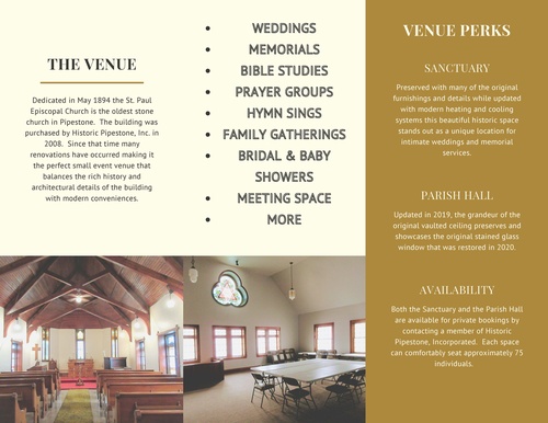 Special Event Venue Tri-fold Brochure page 2