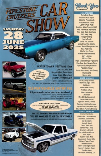 Pipestone Cruizers Car Show on Saturday, June 28, 2025