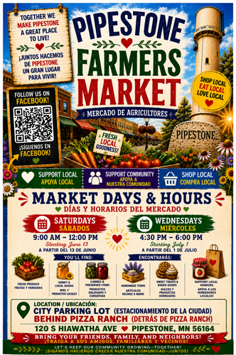 2026 Pipestone Farmers Market Poster