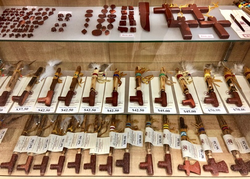 Pipestone pipes available for purchase at Prairie Maiden Treasures downtown