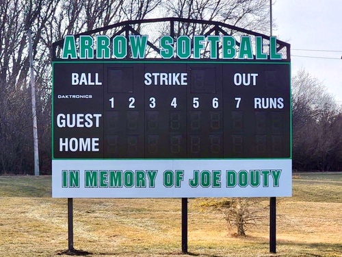 PAS Softball Scoreboard (In Memory of Joe Douty) - December 2023 (Photo by Alison Douty)