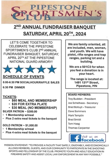 2nd Annual Sportsmen's Banquet (4/20/2024)