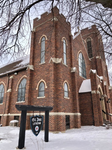 St. Paul Lutheran Church at 621 W Main St in Pipestone, MN (photo by Erica Volkir)