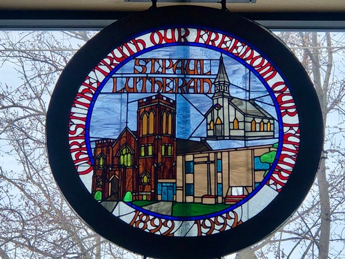 Centennial Stained Glass 1892 - 1992 (photo by Erica Volkir)