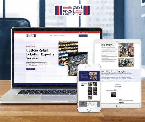 East West Label Company website mockup
