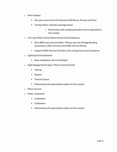 List of Services (continued)