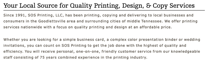 SOS Printing, LLC