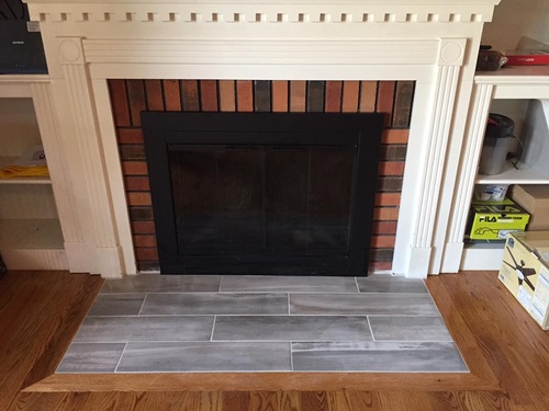 Love this newly installed fireplace tile!