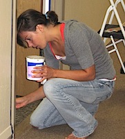 One of our young adults helps spruce up the building