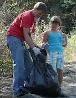 Cleaning up Tubbs Hill on a Sunday morning