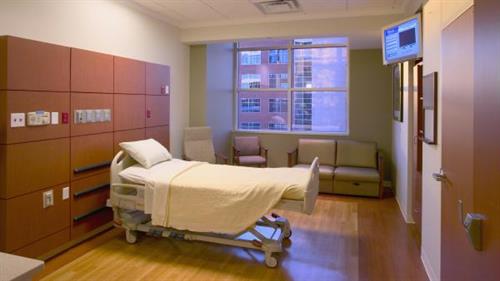 Each room features a 30-inch LCD television with a channel that displays patient care information, such as medication and nutrition instructions.