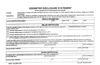 Picture of VIA11 - Odometer Disclosure Statement